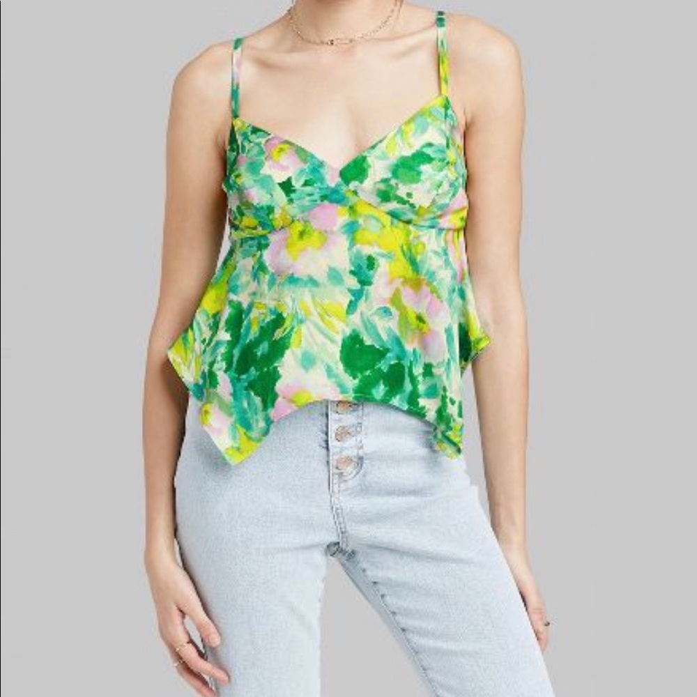 Wild Fable- Satin Handkerchief Hem Tank